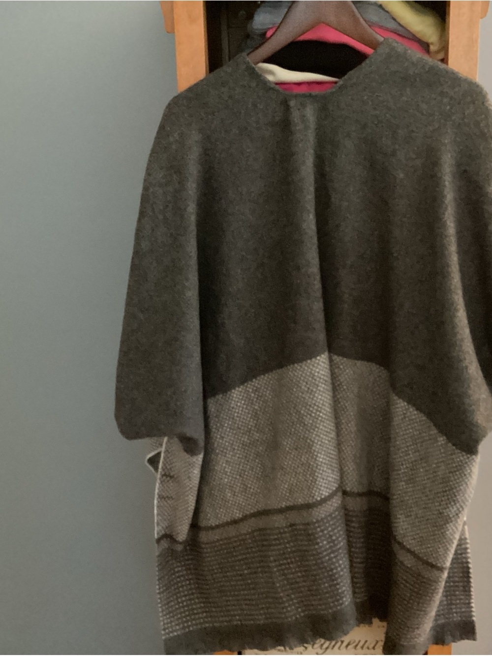 Nine West Gray & Charcoal Open-Front Knit Poncho - Picture 3 of 4